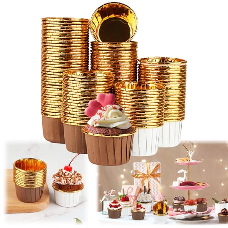 WuPing 120 Pcs Mini Muffin Cups, Paper Cupcake Liners, Greaseproof & Waterproof Baking Cups, Muffin Mold Paper