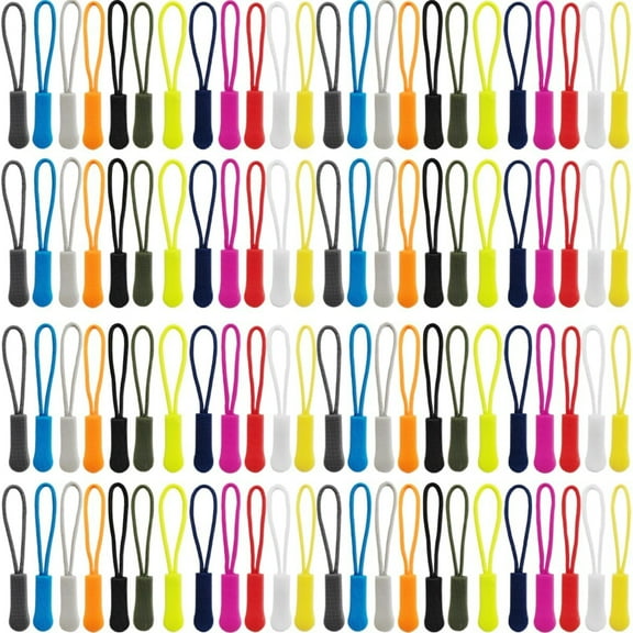 WuPing 132 Pcs Zipper Pulls - 12 Colors Nylon Cord Zipper Tag Replacement for Clothes, Backpack