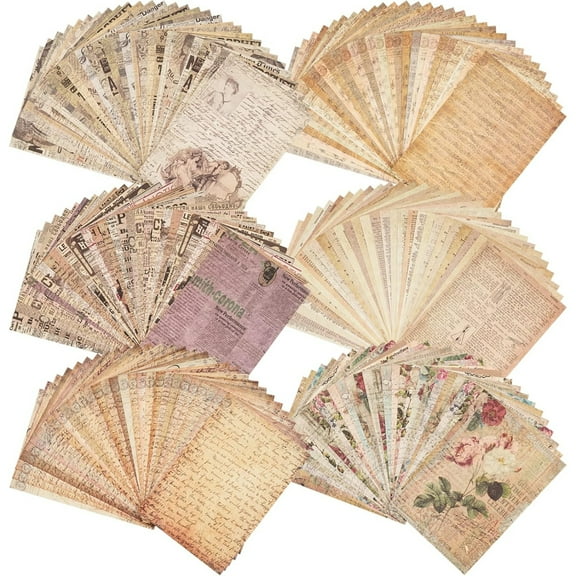 WuPing 180 Sheets of Vintage Scrapbook Papers, Journaling Scrapbooking Supplies Craft Papers for Bullet Journals Junk Journal Planners