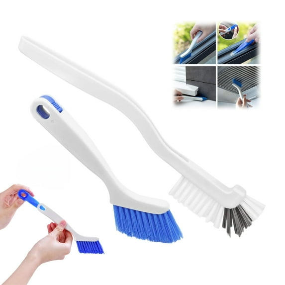 WuPing 2 Pcs Cleaning Brushes with Handle Compact Sink Brush for Household Bathroom and Kitchen Cleaning Brush for Corners and Crevices