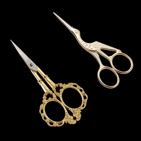 WuPing 2 Pcs Embroidery Scissors, Vintage Plum Blossom Scissors and Crane Design Sewing Scissors for Embroidery, Sewing, Craf