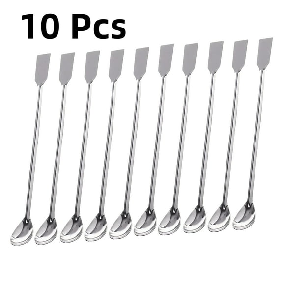 WuPing 2 in 1 Stainless Steel Lab Spoon & Spatulas 10 Pcs, 7.7 Inch
