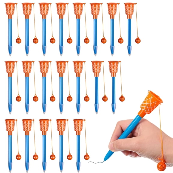 WuPing 20-Pack Basketball Gifts Pens: Hoop-Shaped Sports Pens with Mini Basketballs, 0.7mm Black Ink