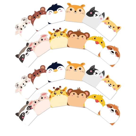 WuPing 24 Pads Adorable Animals Sticky Notes, Self-Adhesive Notepads, 30 Sheets per Pad