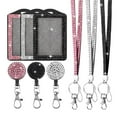 thumbnail image 1 of WuPing 3 Color Rhinestone Lanyard for ID Badges, Bling Lanyards with Retractable Badge Reel for Teacher ID Card, 1 of 8