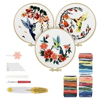 WuPing 3 Pack Hummingbird and Flower Embroidery Kit for Adults Beginners and Advanceds