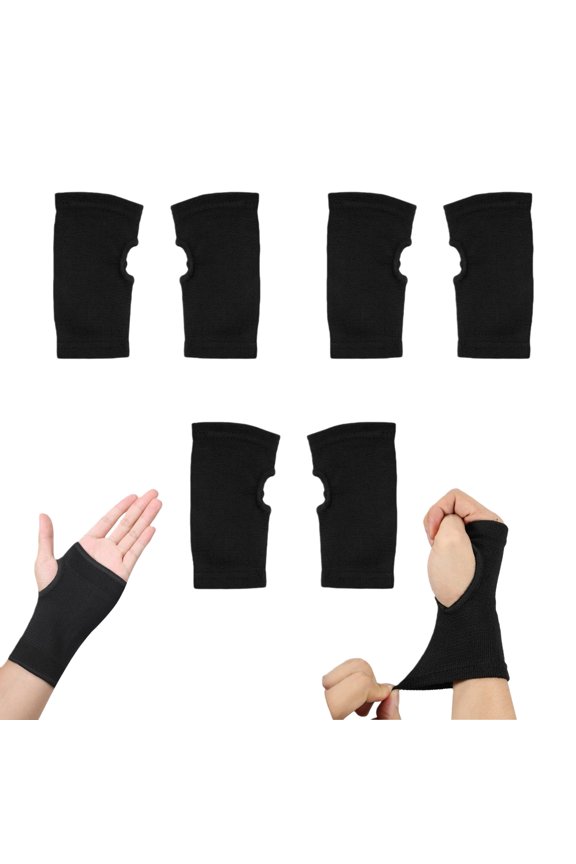 3 Pairs of Gloves Palm Wrist Brace Support Sleeves Athletic Gloves, Black, Wrist Brace for Men and Women, 2 Size Available