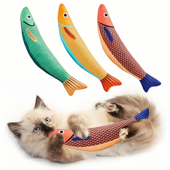 WuPing 3 Pcs Cat Toys Catnip Toy, Saury Fish, Crinkle Sound, Interactive Kitten Kicker for Indoor Kitty