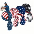 thumbnail image 1 of WuPing 4 Pack Doo Rag Skull Cap, Skull Caps for Men, Breathable Quick-Dry Sport Skull Caps Sport Hat Motorcycle Cycling Sports Cap (Stars and Stripes pattern), 1 of 8