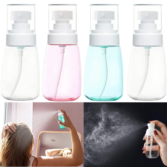 WuPing 4 Pcs Fine Mist Spray Bottle 2oz Empty Bottles Refillable Plastic Travel Containers for Lotion, Liquid Soap, Shower