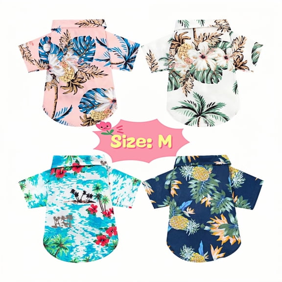 WuPing 4 Pcs Small Dog T-Shirts Hawaii Style Floral Pet Dog Shirt Beach Seaside Puppy Sweatshirt
