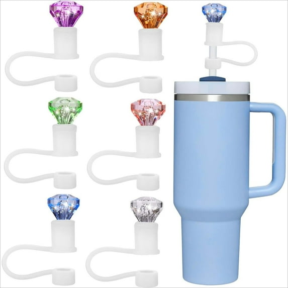 WuPing 6 Pcs Diamond Straw Topper for Stanley Cup 40/30 Oz and Simple Modern Tumblers - Reusable Cover Accessories, BPA-free