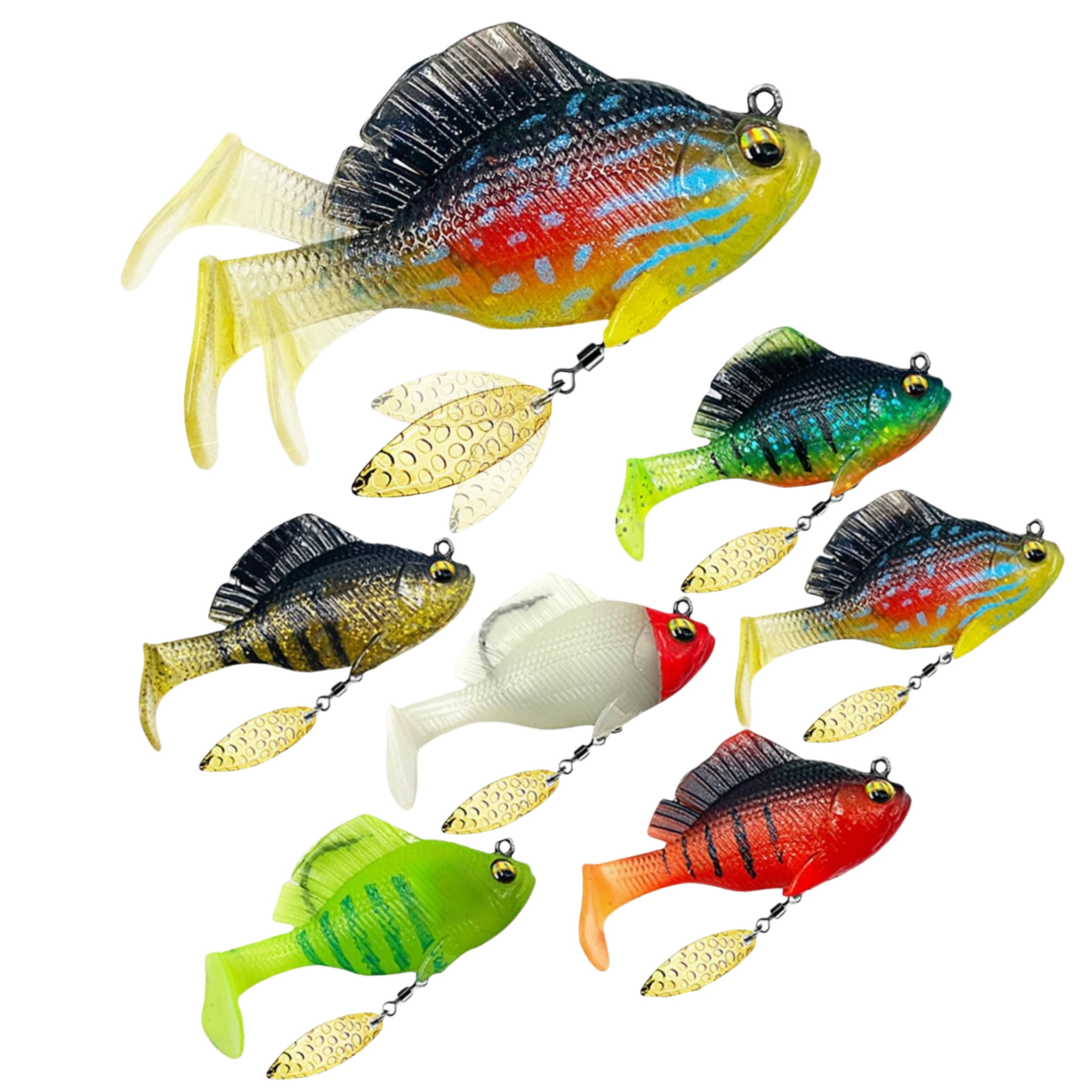 WuPing 6 Pcs Fishing Lures Pre-Rigged Jig Head Soft Fishing Lures for