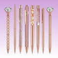 thumbnail image 1 of WuPing 8 Pcs Rose Gold Ballpoint Pens 0.5mm Black Ink Metal Pens Retractable Pen Gifts for Women, 1 of 8