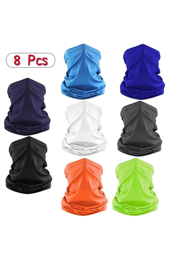 8 Pcs Sunscreen Breathable Bandana Summer UV Protection Cooling Neck Gaiter Face Clothing Neck Gaiter Mask Scarf
