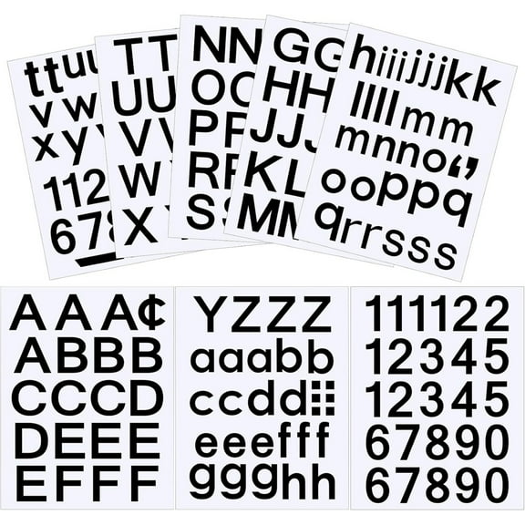 WuPing 8 Sheets of Vinyl Letter Stickers, Self-Adhesive Mailbox 1 Inch Number and Letter Stickers for Scrapbooking Bulletin Board Decorations (Black)