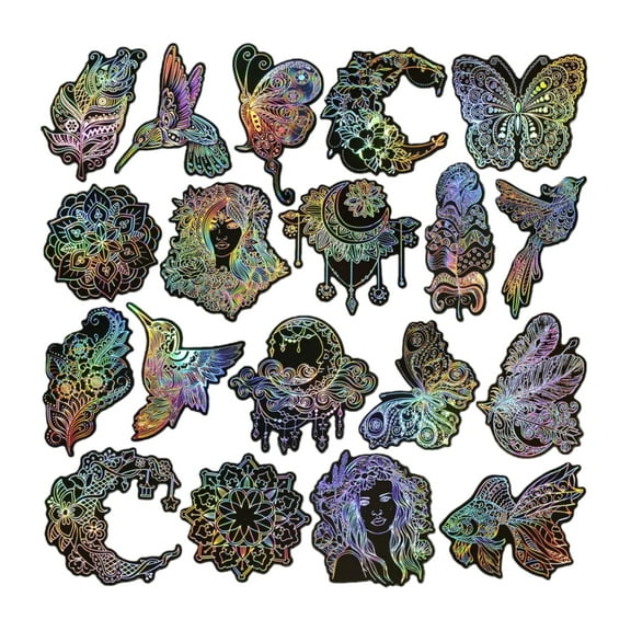 WuPing 80 Pcs Holographic Stickers, Large Iridescent Transparent Resin Sticker Decals for Scrapbook Journals Planners