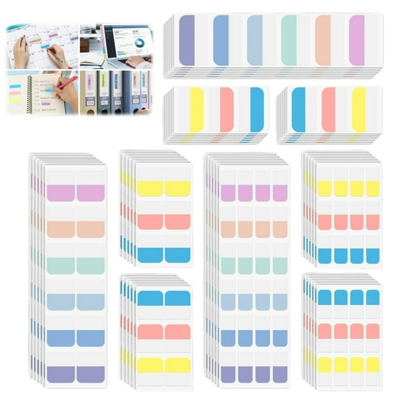 WuPing 840 Pcs Sticky Note Set 6-Style Index Sticker Notes in Morandi Colors Categorized Writing Notes Transparent Post-it Notes