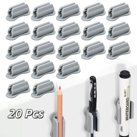WuPing Adhesive Pen Holder, for Desk 20 Pack Pencil Holders, Silicone Pen Holders for Office Hotel Front Desk