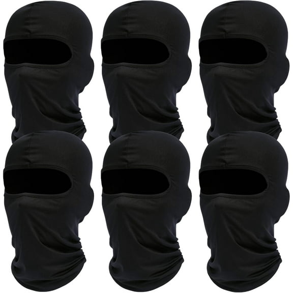 WuPing Balaclava Ski Mask 6-Pack - Windproof Breathable Full-Face Cover for Men & Women, Moisture-Wicking Multi-Sport Hood (Black)