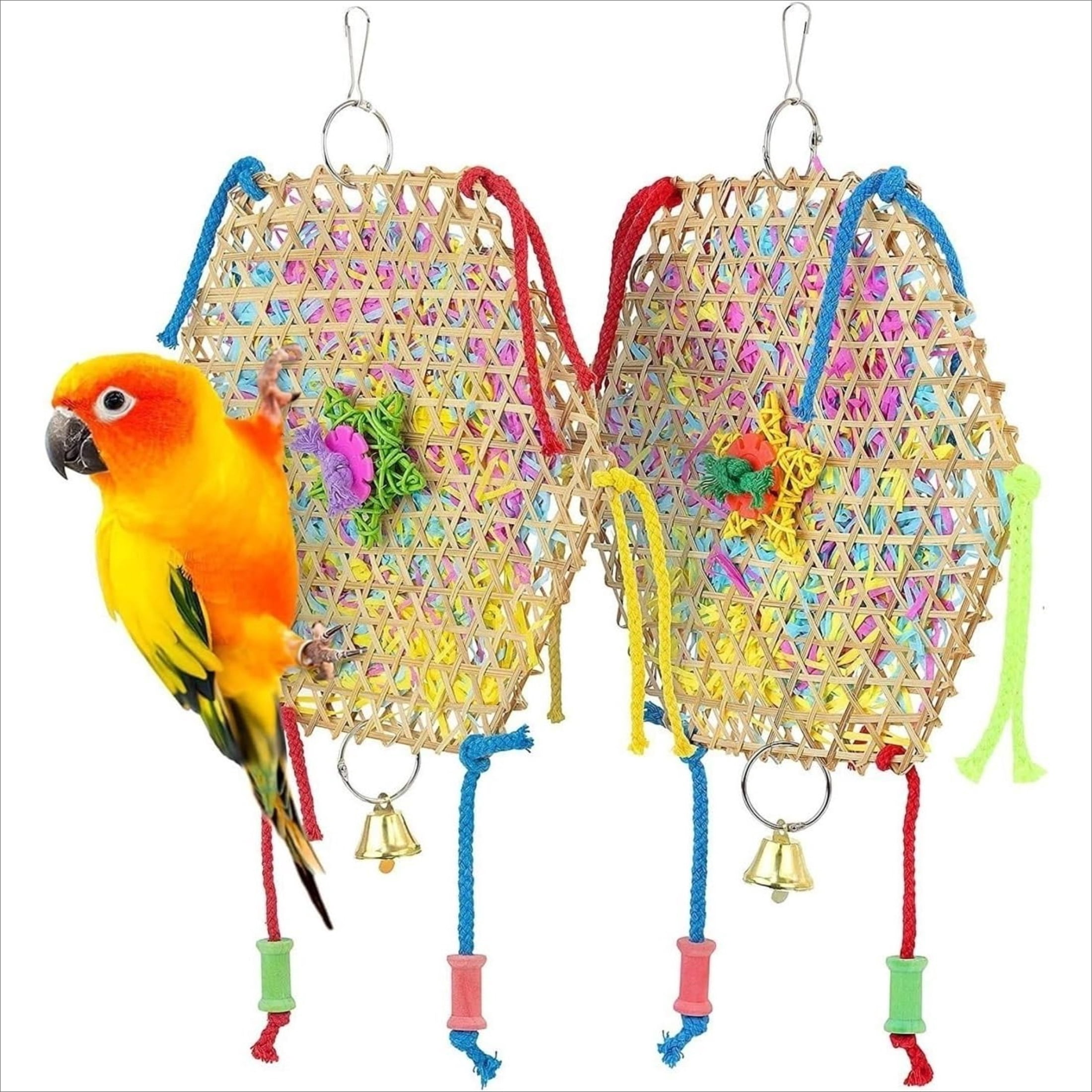 WuPing Bird Toys, Bird Pulling Straw Rope Toys, Bamboo Woven Paper Wire ...