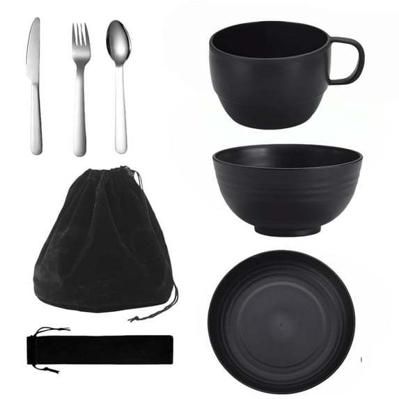 WuPing Camping Mess Kits Outdoor Camping Tableware: Knife, Fork, Spoon, Bowl, Plate, Cup, Accessories for Travel Picnic
