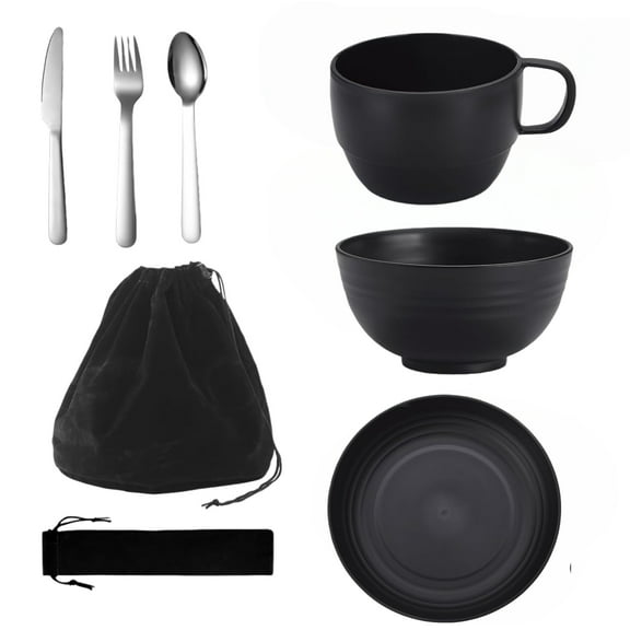 WuPing Camping Mess Kits Outdoor Camping Tableware: Knife, Fork, Spoon, Bowl, Plate, Cup, Accessories for Travel Picnic