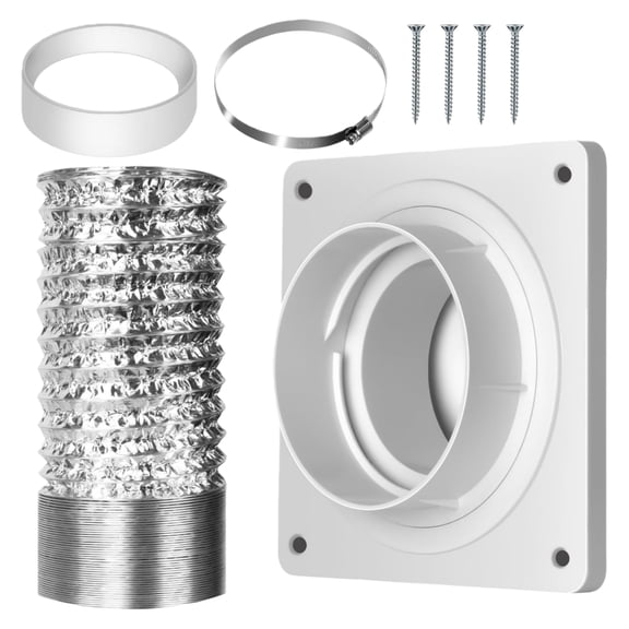 WuPing Dryer Replacement Vents Kit, Dryer Vent Hose Connector Kit, Dryer Vent Wall Plat(7inch 7inch) with Hose(4 inch × 8 feet)