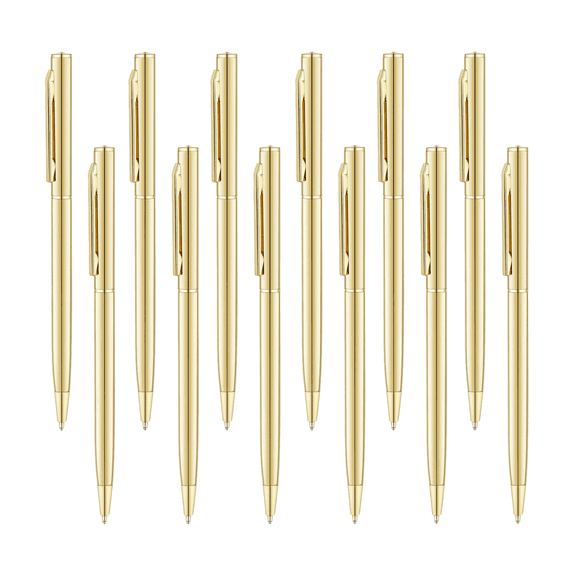 WuPing Gold Pens Metal Ballpoint Pens 1.0mm Black Ink Medium Point for Business Office Signatures Supplies(6-Pack/12-Pack)