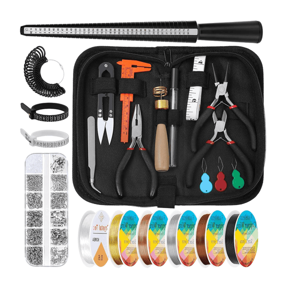 WuPing Jewelry Wire Wrapping Jewelry Making Supplies Kit, Ring Sizer Measuring Tools Kit with Tools, Ring Craft Wires, Jewelry Findings for Rings Repair