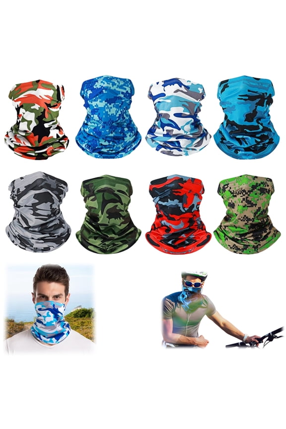 Neck Gaiter Face Cover - Sun Protection Mask Balaclava for Men and Women, 8 Pcs