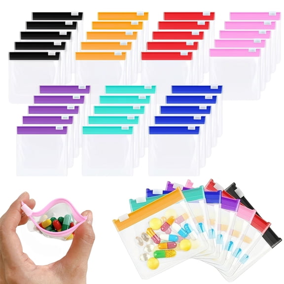 WuPing Pill Pouches for Travel 35pcs Reusable EVA Medicine Bags with Slide Lock for Daily & Trip Use