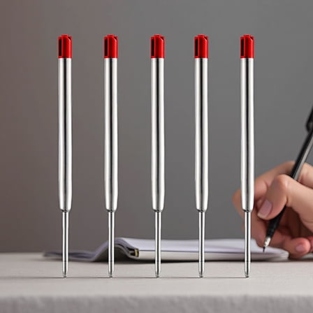 WuPing Red Ink Refills (5 Pcs), Replaceable Pens Refills, 1mm Medium Tip Red Ink Metal Refill