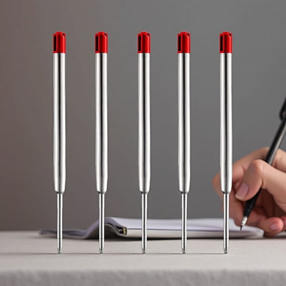 WuPing Red Ink Refills (5 Pcs), Replaceable Pens Refills, 1mm Medium Tip Red Ink Metal Refill