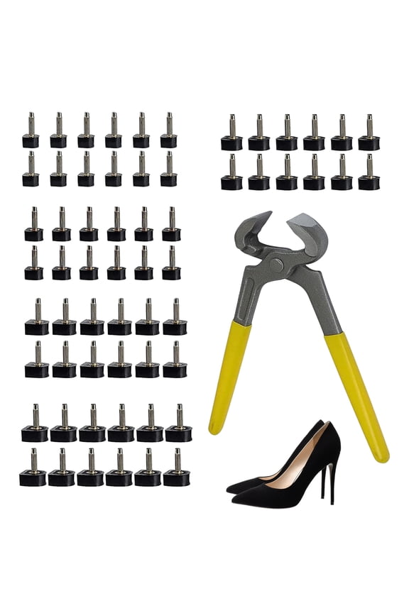 WuPing Shoe Heel Tips Repair Set: 60 Piece Tips + Pliers for Heel Restoration, 5 Different Sizes