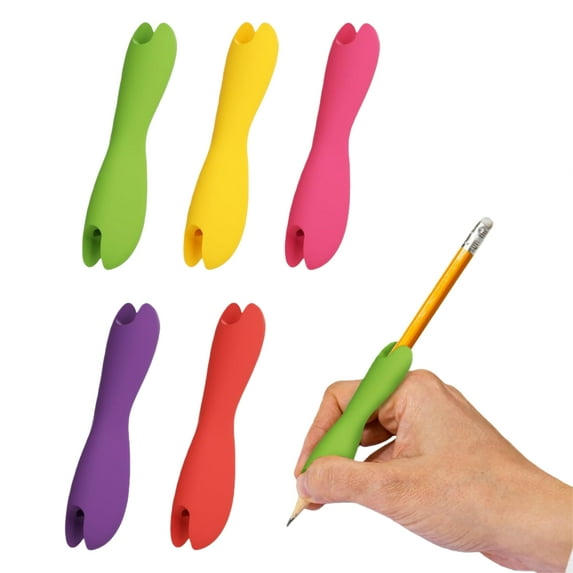 WuPing Silicone Pencil Grip, Ergonomic Writing Aid for Right or Left-Handed, 3.5 Inch Long, Multicolor, 6 Count