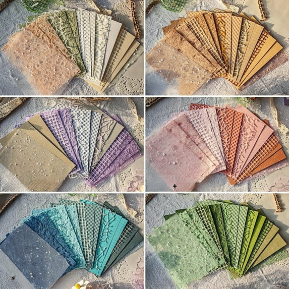 WuPing Textured Scrapbook Papers Mesh Fabric Papers 96 Sheet Craft Paper Set for Scrapbooking Planner, 3.9x5.5 Inch