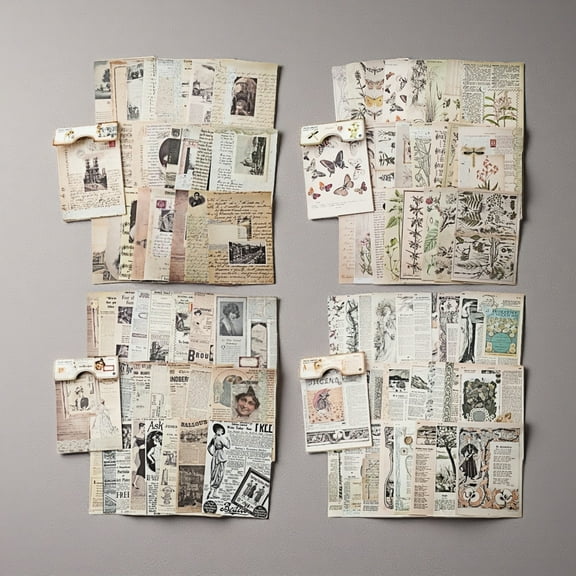 WuPing Vintage Scrapbook Paper, Scrapbooking Supplies, 96 Sheets Decoupage & Craft Paper for Journals, Card Making