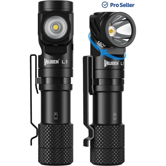 WUBEN L1 Rechargeable Flashlight High Lumens, 2000 Lumen Bright Tactical Flashlight, Dual Light Sources Pocket