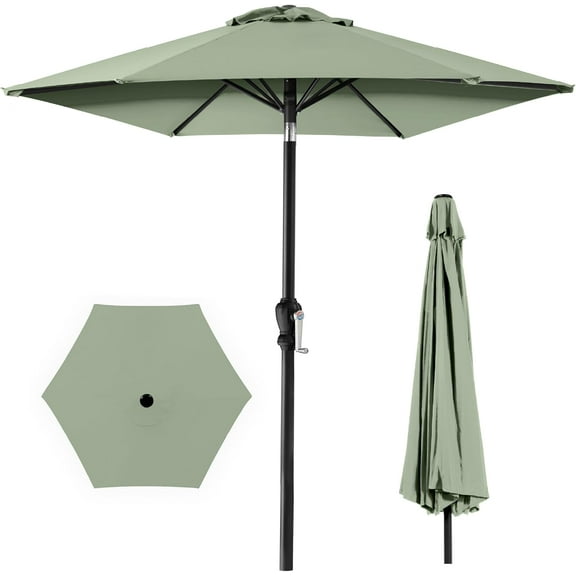 Wubio 10ft Outdoor Steel Polyester Market Patio Umbrella w/Crank, Easy Push Button, Tilt, Table Compatible - Sage Green