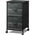 thumbnail image 1 of Wubio 2 Drawer Mobile File Cabinet, Rolling Printer Stand, Fabric Vertical Filing Cabinet fits A4 or Letter Size for Home Office, Charcoal Black Wood Grain Print, 1 of 15