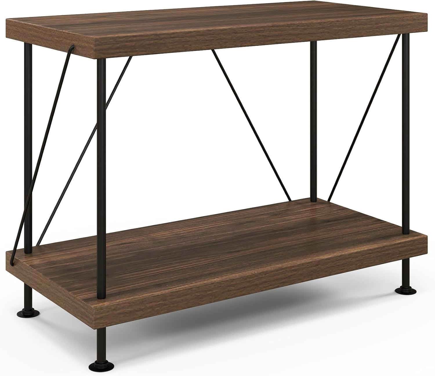 Wubio 2-Tier Open-Back Bookshelf, Freestanding Display Rack, Metal ...