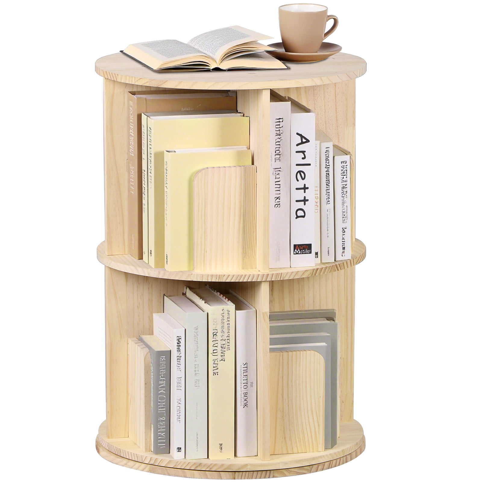 Wubio 2 Tiers Rotating Bookshelf Bookcase Rack Storage Display Shelf ...