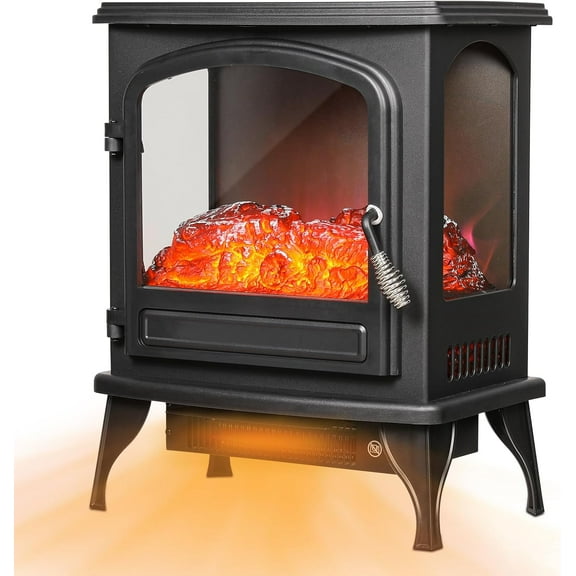 Wubio 20.5-Inch Electric Fireplace Heater,1400W Portable Fire Places Electric Fireplace,Small Fireplace Heater with 3D Flame Effect and Adjustable Thermostat(Black)