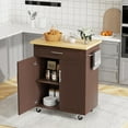 thumbnail image 1 of Wubio 26" Kitchen Island on Wheels with Storage Cabinet Kitchen Cart Cabinet with Shelves, Cart Handle for Towel Rack or Free Mobility, Portable Islands for Kitchen,Brown, 1 of 9