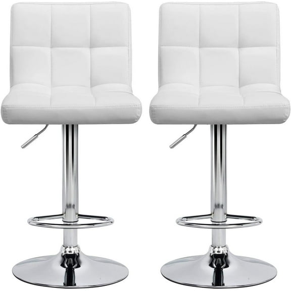 Wubio 2pcs Adjustable Modern Bar Stools Back Counter Height Swivel Stool Swivel Armless White