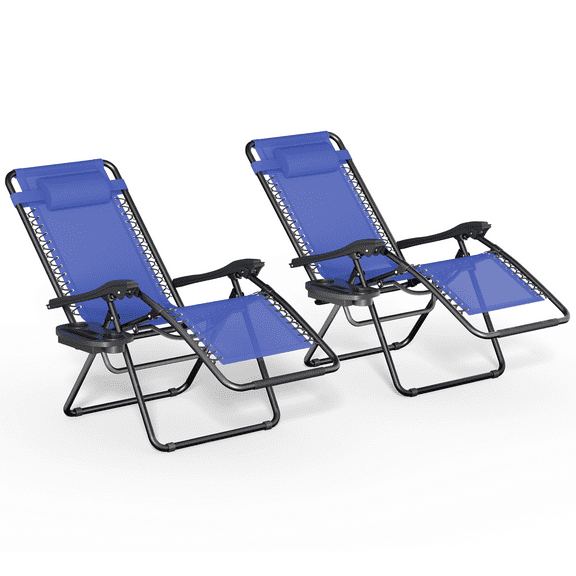 Wubio 2x Outdoor Zero Gravity Chair Beach Recliner Foldable Lounge Chaise w/Cup Holder
