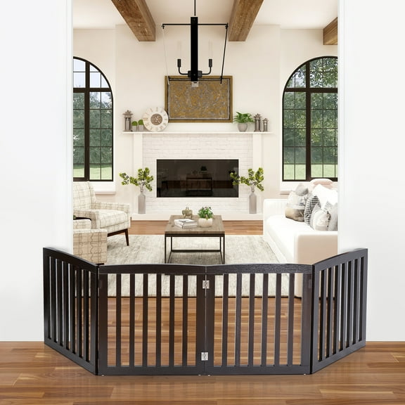 Wubio 4-Panel Freestanding Dog Gate 24" Indoor Pet Gate, Foldable Dog Fence for Stairs, Doorways & Rooms, Portable Safety Barrier for Small to Medium Dogs, Easy Setup No Tools Needed