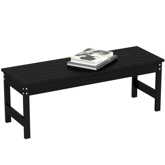 Wubio 47" HDPE Outdoor Bench, Backless Slatted Garden Bench Seat,Black