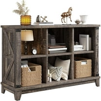 Wubio 6 Cube Storage Organizer Bookshelf, Wood Cube Shelf Bookcase with Storage, Bookshelf for Living Room and Bedroom,Black Oak